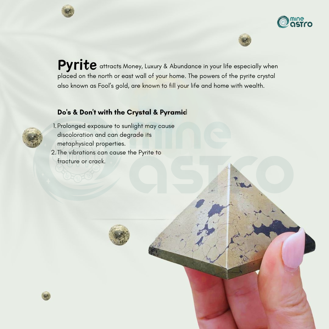 Natural Pyrite Stone Money Attraction Pyramid for Home & Office