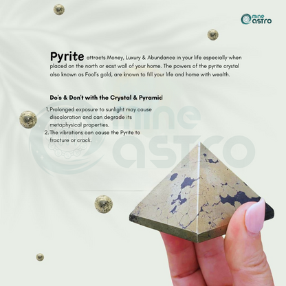 Natural Pyrite Stone Money Attraction Pyramid for Home & Office